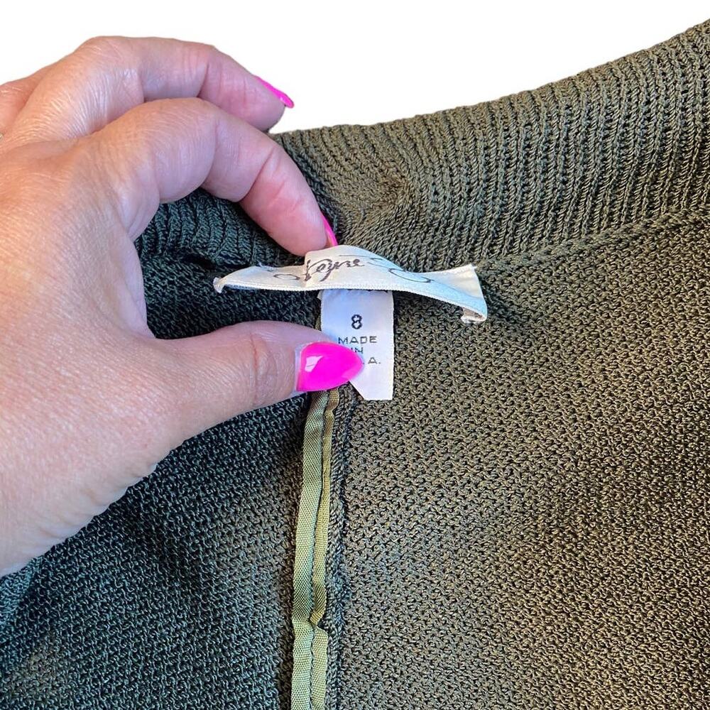Vintage St. John by Marie Gray Olive Green Wool Knit Sweater Pants Trousers SZ 8 - Picture 5 of 6